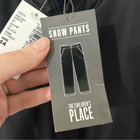 Children’s Place Snow Ski Pants Fleece Lined Water Resistant Size 14 NWT Black - Picture 6 of 8